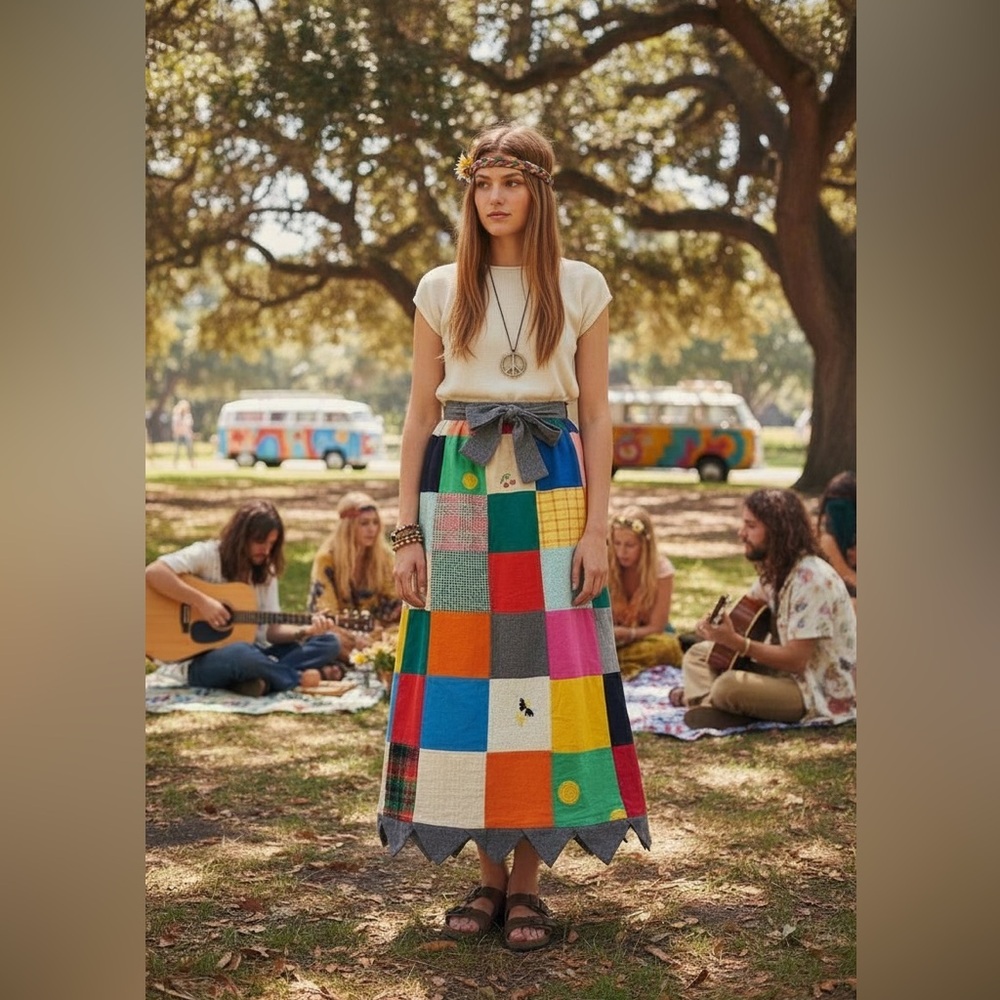 Vintage 60s felt hippie skirt